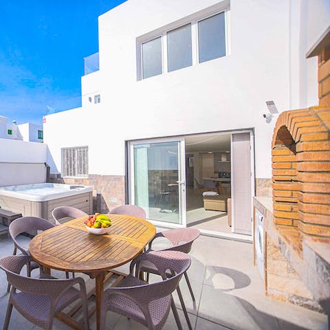 Fire up the barbecue for an alfresco family meal in the Lanzarote sunshine