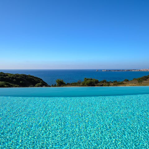 Enjoy incredible views of the sea as you take a dip in the infinity pool