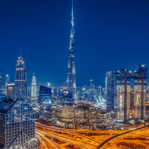 Gawk at the world's tallest building, the Burj Khalifa – just a stone's throw away