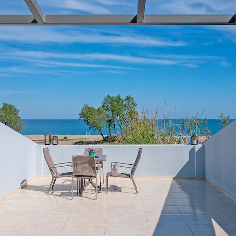 Relax out on this sea-facing balcony, then take a dip into your private plunge pool
