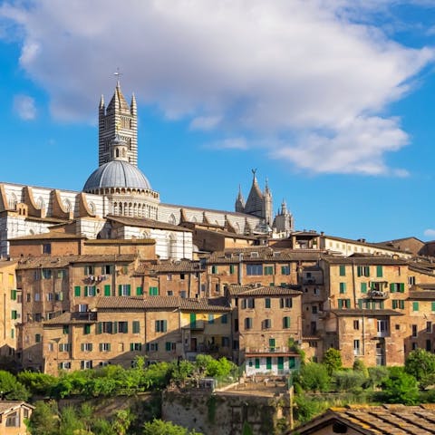 Explore the artistic landscape of Siena –only a fifty–minute drive away