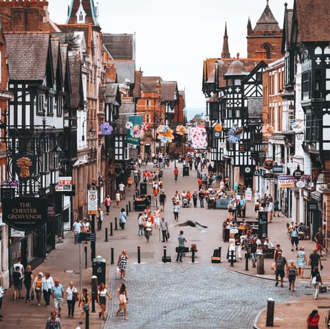 Head into Chester for an afternoon of shopping, just a 30-minute drive away