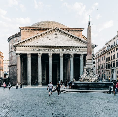 Stroll 300 metres to the architecturally impressive pantheon and a wealth of restaurant hot spots surrounding