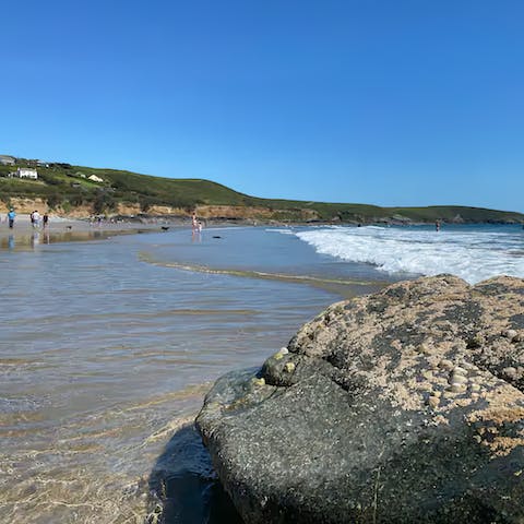 Spend sunny days on Perranuthnoe beach, under a five-minute stroll away