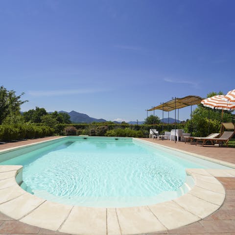 Swim in your private pool and admire the views of the Apuan Alps and surrounding forest