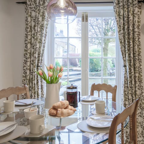 Start your morning with a delicious breakfast and garden views