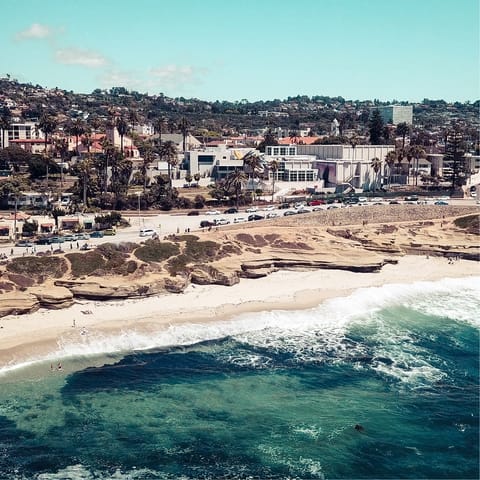 Drive thirteen minutes to get to the acclaimed La Jolla Beach