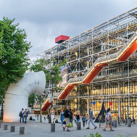 Explore the contemporary art at Centre Pompidou, a four-minute walk away