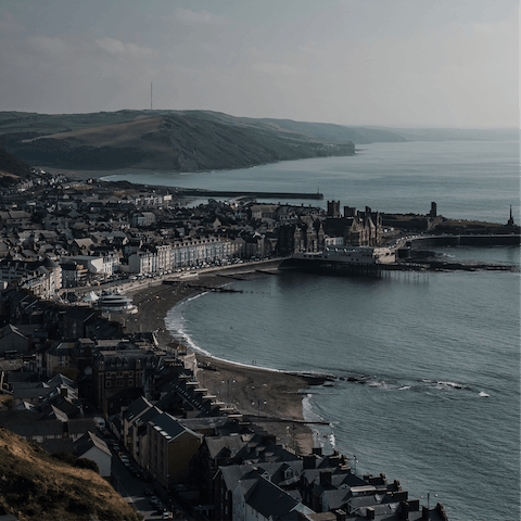 Visit the beautiful seaside town of Aberystwyth, less than 3–miles away
