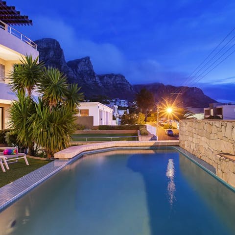 Take a refreshing dip in the pool which offers mountain views