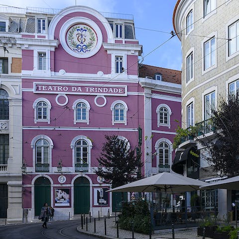 Catch a show at the Teatro da Trindade, one of the oldest theatres in Lisbon, practically opposite your building 