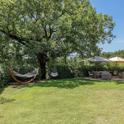 Relax in the hammock under the oak tree
