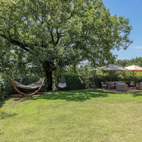 Relax in the hammock under the oak tree