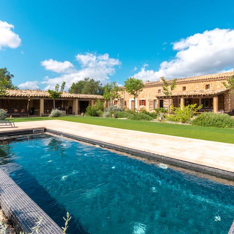 Cool off from the midday heat in the private swimming pool