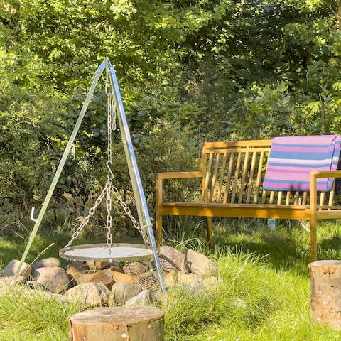 Cook, country-style on the grill above the fire pit