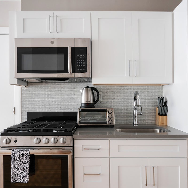 Cook at home in the small but surprisingly complete kitchen