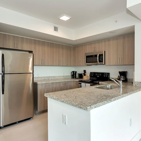 Enjoy cooking for family and friends in the fully-equipped kitchen