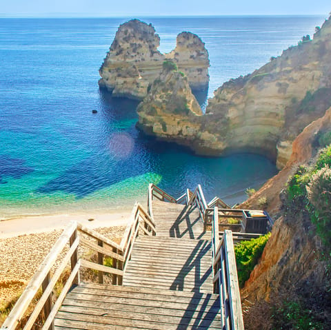 Explore the stunning coastline of the Algarve – the nearest beach is only a fourteen–minute drive