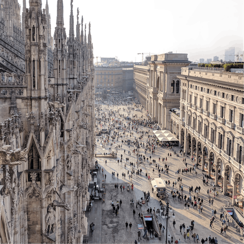 Visit the vibrant Piazza Del Duomo, just a six-minute metro ride away