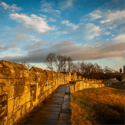 Stroll around the remaining parts of York City Wall, starting three minutes' walk from your front door