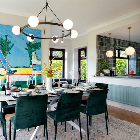 Serve up a formal dinner in the bright dining space