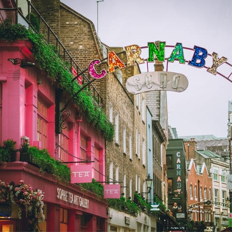 Visit Soho's lively Carnaby Street, only five minutes away on foot