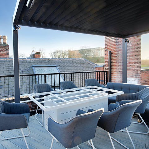 Enjoy breakfast alfresco on the rooftop terrace before heading out