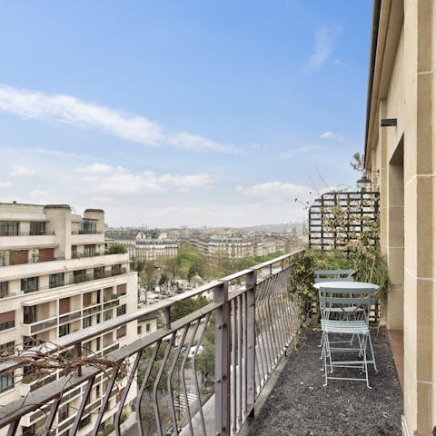 Marvel at views of Paris from different angles on the balcony