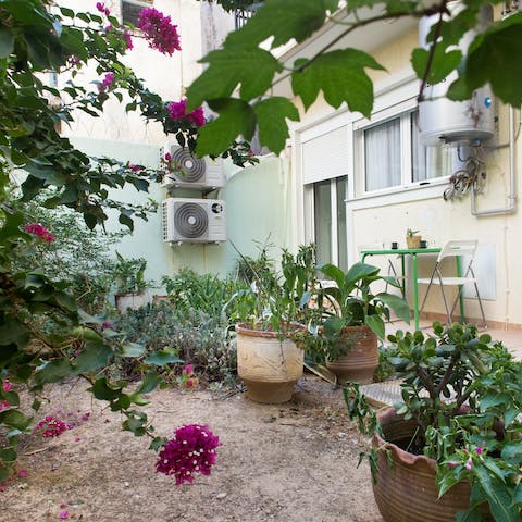 Enjoy a peaceful start to the day in the tranquil courtyard garden
