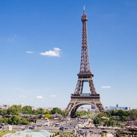 Stay in a central location only a fifteen-minute walk from the Eiffel Tower