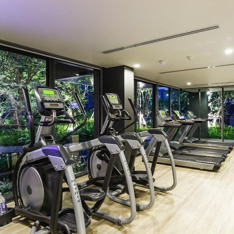 Fit in a quick gym session before you start your day, it's easily done when it's right downstairs