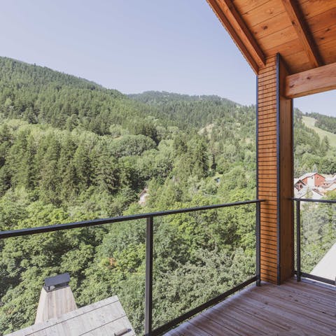 Take in the vistas of the larch forests from the southwest-facing balcony