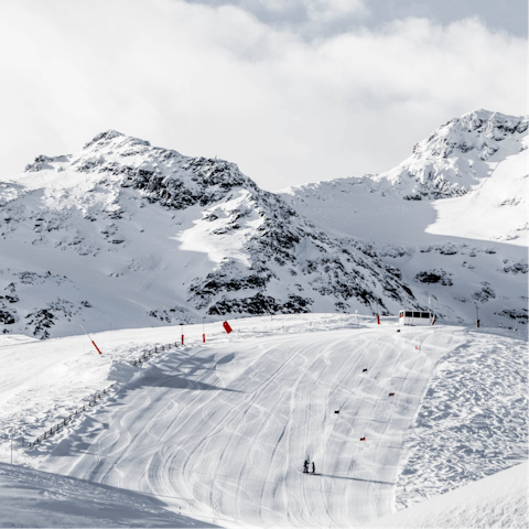 Go skiing on Serre Chevalier’s pistes - the gondola is a three-minute walk away