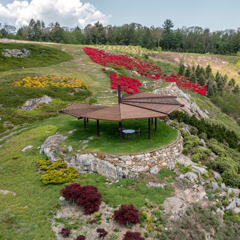 Take a picnic to the wooden gazebo, surrounded by dramatic landscape