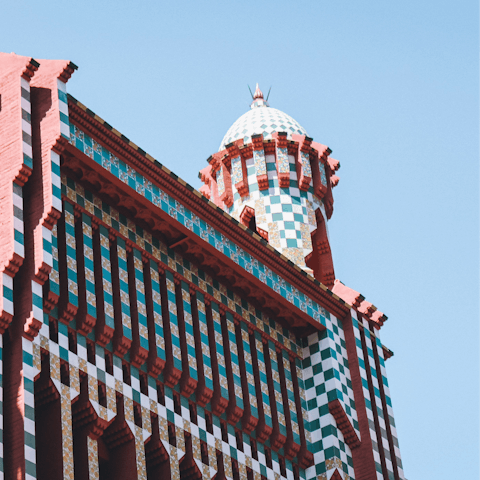 Admire Gaudí's striking Casa Vicens, just a four-minute walk from home