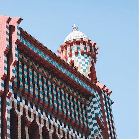 Admire Gaudí's striking Casa Vicens, just a four-minute walk from home