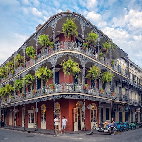 Visit the dazzling French Quarter, less than a six-minute drive away