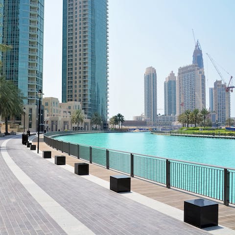 Stay a twenty-two minute drive from Dubai Marina