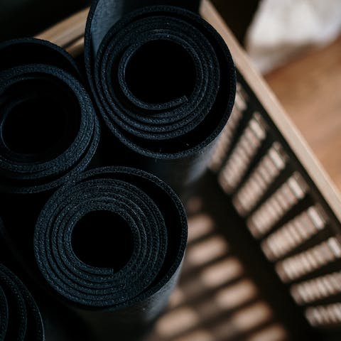 Use the yoga mats provided to get mornings off to a zen start