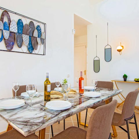 Dine together in an exquisite dining space