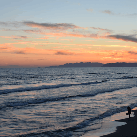 Stroll down to the beach in around fifteen minutes from your home in Marina di Pietrasanta 