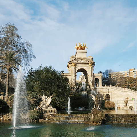 Explore the lush grounds of Parc de la Ciutadella, a six-minute walk from home