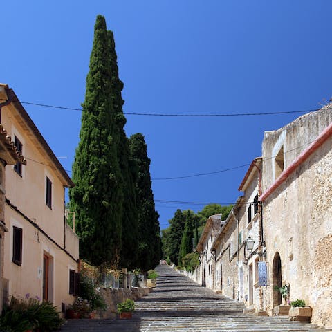 Discover the charming old town of Pollença, just 15km north