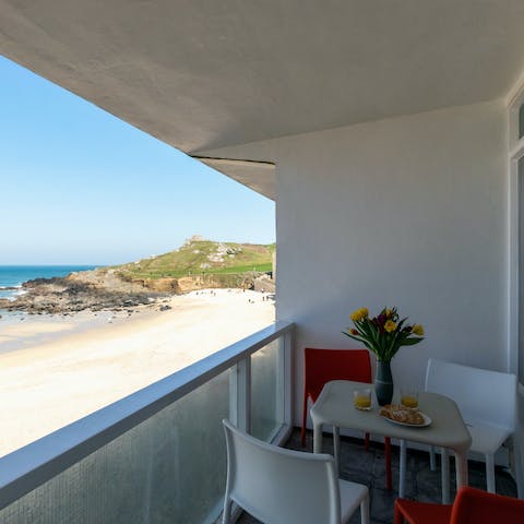 Dine alfresco with stunning sea views stretching out before you