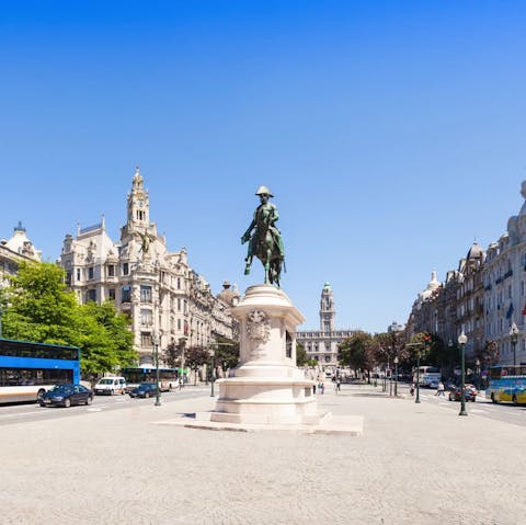 Visit Liberdade Square, an eighteen-minute walk away