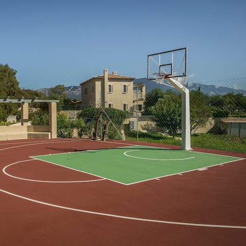 Shoot some hoops in the private court 