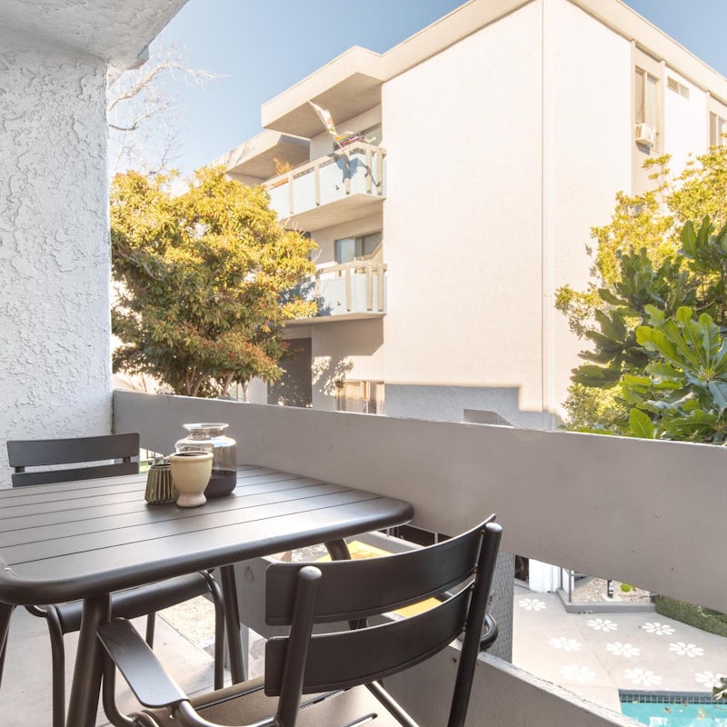 Enjoy breakfast on the private balcony