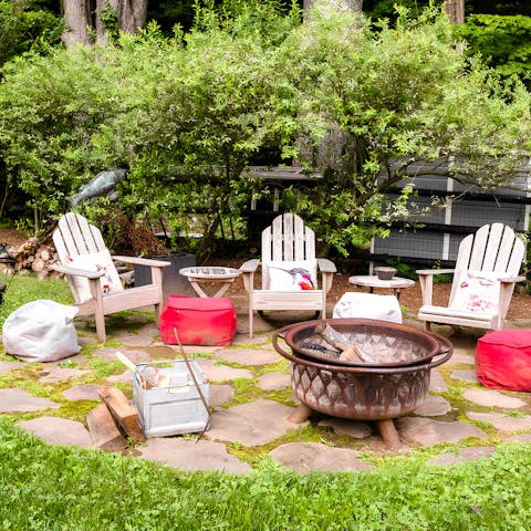 Throw a log in the fire pit and toast some S'mores on starry nights