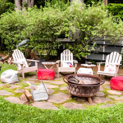 Throw a log in the fire pit and toast some S'mores on starry nights