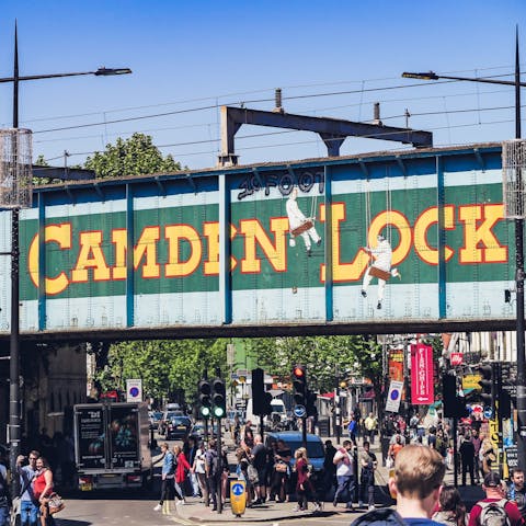 Experience the eclectic Camden Market, about a fifteen minute walk